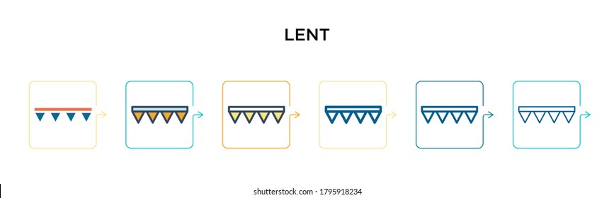 Lent vector icon in 6 different modern styles. Black, two colored lent icons designed in filled, outline, line and stroke style. Vector illustration can be used for web, mobile, ui