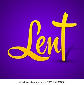 Lent vector lettering illustration with cross, religious tradition season