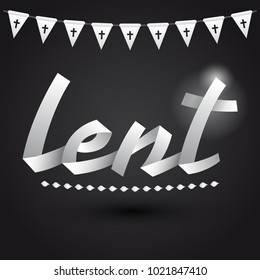 Lent white ribbon vector lettering, religious tradition