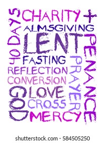 Lent word cloud for christian religious season of Lent 