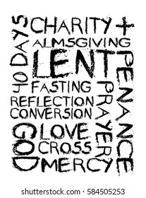 Lent word cloud for christian religious season of Lent 