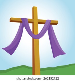 Lenten Cross. Lenten Cross With Blue Sky Background.