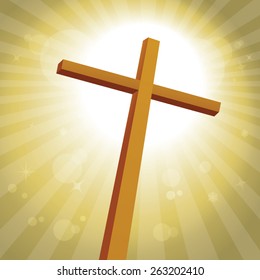 Lenten Cross With Gold Background. Lenten Cross. Glory.