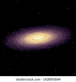 Lenticular galaxy with stars, vector illustration of space