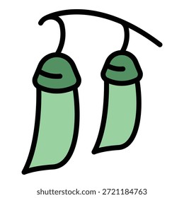 Linsenzweigsymbol. Kontur Linsenzweig, Vektorsymbol für Webdesign, einzeln auf weißem Hintergrund, Farbe flach