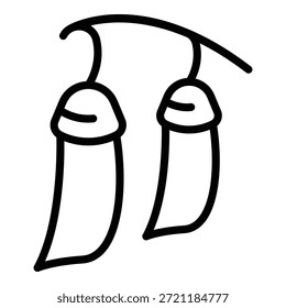 Linsenzweigsymbol. Kontur Linsenzweig, Vektorsymbol für Webdesign, einzeln auf weißem Hintergrund