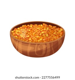 lentil food cartoon. bowl healthy, curry meal, vegetarian dish, dinner , indian table, diet cuisine, vegan lentil food vector illustration