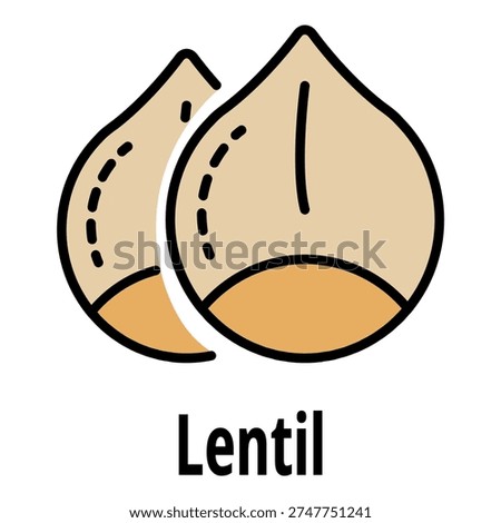 Lentil icon. Outline lentil vector icon color flat isolated on white