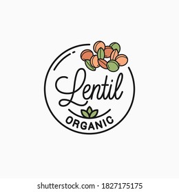 Lentil logo. Round linear logo of lentil on white background