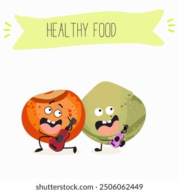 Lentil, vector hand drawn illustration with cute vegan protein characters isolated on white.