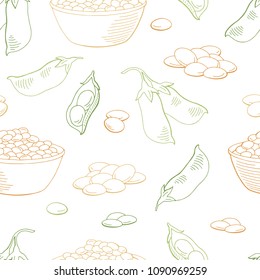 Lentil vegetable graphic color seamless pattern background sketch illustration vector