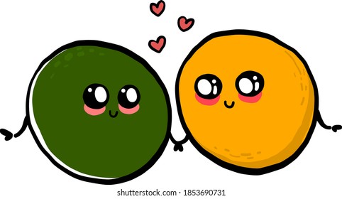 Lentilhas no amor, ilustração, vetor no fundo branco