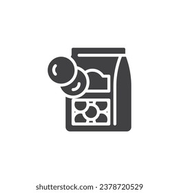 Linsen verpacken Vektorsymbol. volles Flachzeichen für mobiles Konzept und Webdesign. Lentils Pack Glyph Symbol. Symbol, Logo-Abbildung. Vektorgrafik