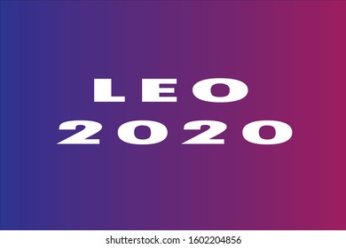 Leo 2020 text written on a blue and red gradient background