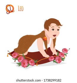 Leo, astrological horoscope, baby in the style of signs of zodiac, icon