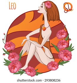 Leo, astrological horoscope, girls in the style of signs of zodiac, icon