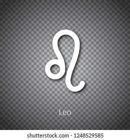 Leo astrological symbol with shadow isolated on transparent background. Star sign for individual astrology horoscope. Zodiac calendar system, mystic birthday constellation vector illustration.