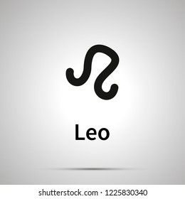 Leo astronomical sign, simple black icon with shadow on gray