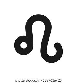 Leo black glyph icon. Fire zodiac sign. Western astrology element lion. Horoscope prediction. Personality traits. Silhouette symbol on white space. Solid pictogram. Vector isolated illustration