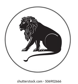 Leo black-white silhouette isolated vector