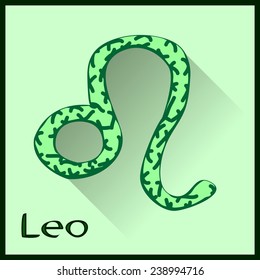 Leo Card, zodiac sign, on a colored background, long shadow, sign, name sign.