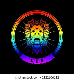 Leo character vintage neon style illustration