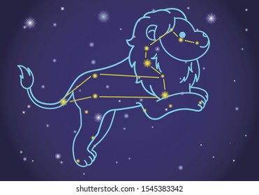 Leo, comprising constellations And the representation of stars.