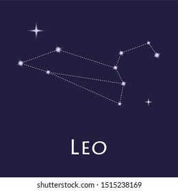 Leo constellation against dark background, vector illustration