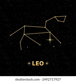 Leo constellation banner. Constellation icon. Flat style.