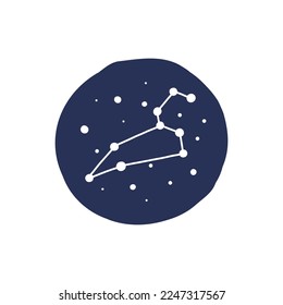 leo constellation doodle icon, vector illustration