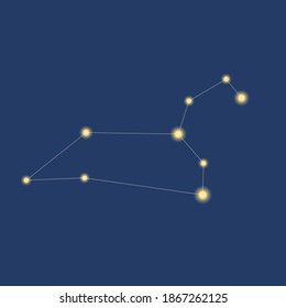 Leo constellation isolated. Vector stock illustration. Astrological zodiac Leo. Constellation as an emblem, an icon for divination. Astronomy occult symbol with zodiac sign