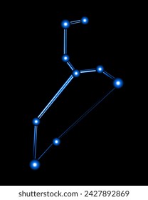 Leo constellation with neon effect. Leo zodiac sign.