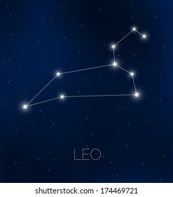 Leo Constellation In Night Sky