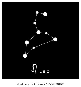 Leo constellation on a black background, picture for social networks, horoscope