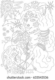 Leo constellation star from Indian Vedas astrology coloring page