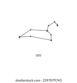Leo constellation vector illustration. Leo constellation astrological drawing