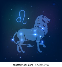 Leo - constellation of the zodiac in the night starry sky