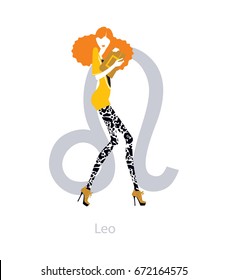 Leo fashion style horoscope sign. Vector illustration.