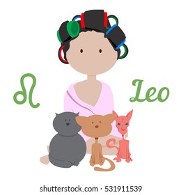 leo girl zodiac sign vector. cats