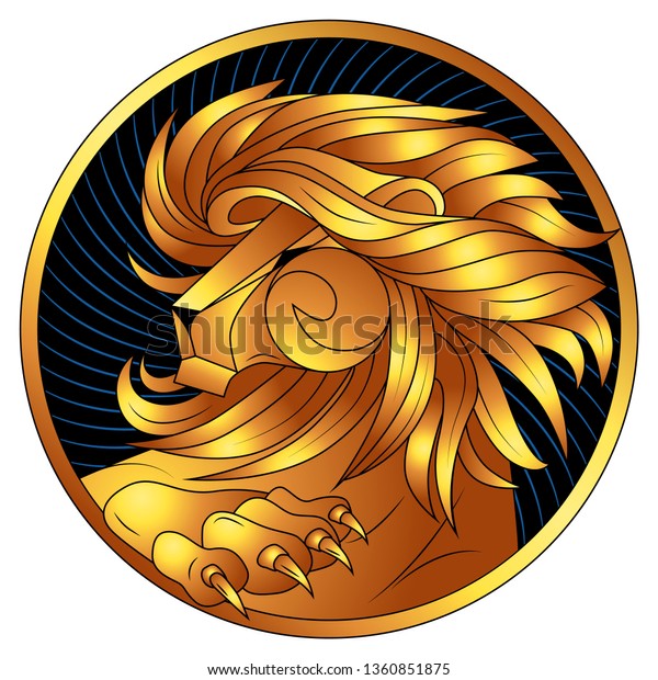 Leo Golden Zodiac Sign Astrological Icon Stock Vector Royalty Free 1360851875 2155