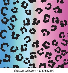 Leo Gradient Jaguar Fun. Vector Dirty Ink. Purple Seamless African Blotter. Pink Animal Foil. Blue Leopard Print. Violet Leo Animal Stain. Cheetah Jaguar Skin. Seamless Cheetah Leather Background.
