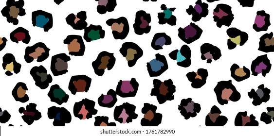 Leo Gradient Vector Cat. Mud Animal Spray. Rainbow Animal Gold. Seamless Leopard Pattern Background. Jaguar Animal Ink. Multi Cheetah Print. Leopard Jaguar Skin. Colorful Seamless African Leopard Art