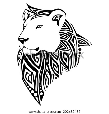 Leo head tribal tattoo vector