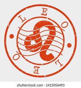 Leo Horoscope Postal. King Zodiac Symbol Silhouette Seal. Round Design. Vector Icon. Design Retro Insignia.