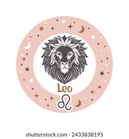 Leo horoscope sign. Element of zodiac astrology. Esoteric symbol for logo or icon. Vector