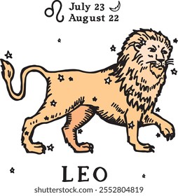 LEO signo horóscopo desenho à mão, constelação