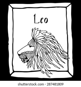 Leo horoscope sign vectorized hand draw