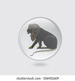 Leo icon glass round white background abstract art creative modern vector