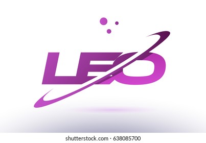 leo l e o  alphabet letter logo combination purple pink creative text dots company vector icon design template