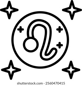 Leo Line Vector Icon Design